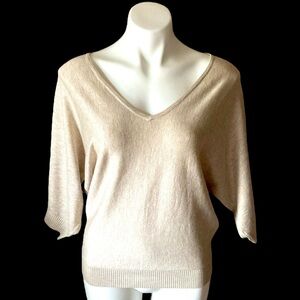 Premise Heather Oatmeal Dolman Sleeve V-Neck Stretchy Blouse